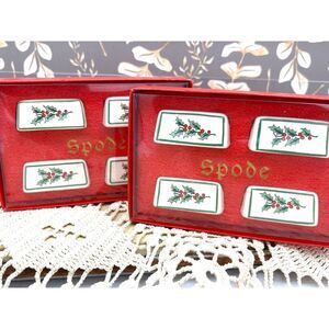 Set of 8 Vintage SPODE Christmas Place Card Holders NIB 1978